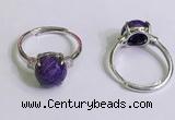 NGR3004 925 sterling silver with 10mm flat  round charoite rings