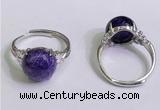 NGR3007 925 sterling silver with 12mm flat  round charoite rings