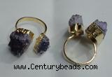 NGR78 13*18mm - 18*25mm nuggets druzy amethyst gemstone rings